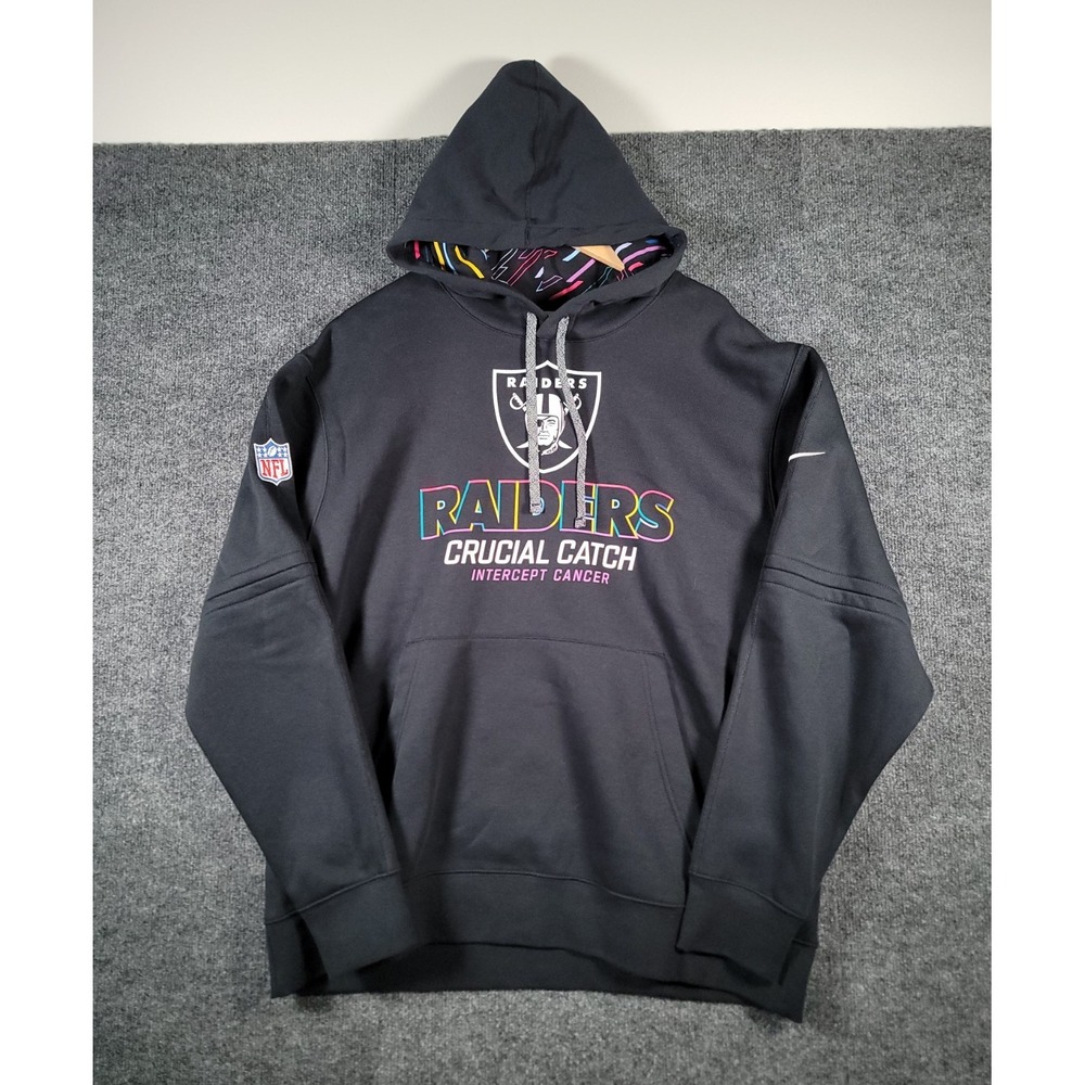 Las Vegas Raiders Hoodie Sweatshirt Men XL Black NFL Football Nike Crucial Catch